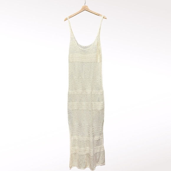Abercrombie Fitch Dress Women Size XL Tall Cream Knit Crochet Beach Fisherman - Picture 3 of 13